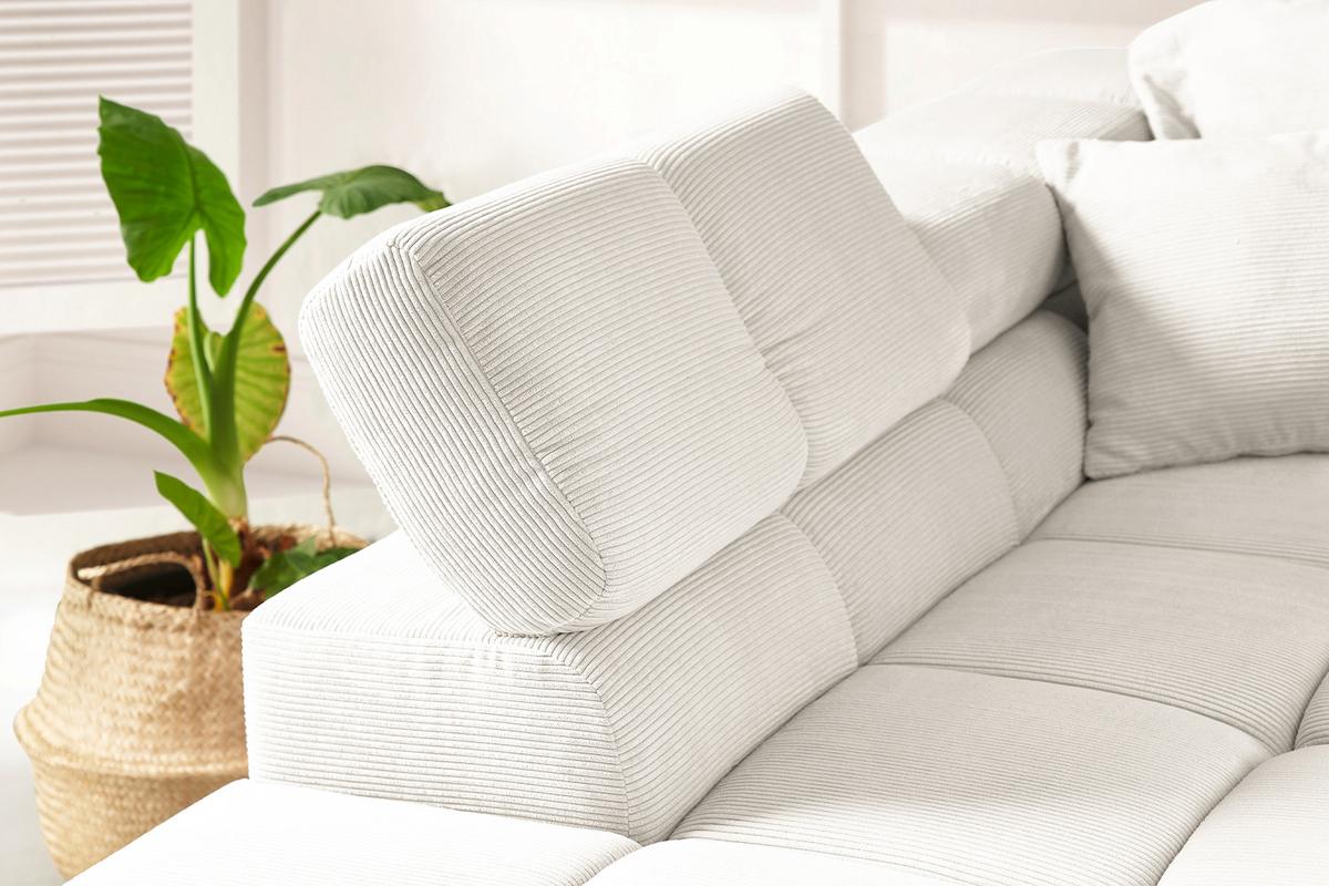 ECKSOFA NEVADA Weiß Cord - Schwarz/Weiß, Kunststoff/Textil (319/215cm) - KAWOLA