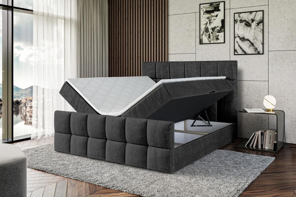 BOXBETT RICAR-Z - 180 x 200 - H3 - Schwarz - Schwarz, Holzwerkstoff (180/200cm) - ALTDECOR