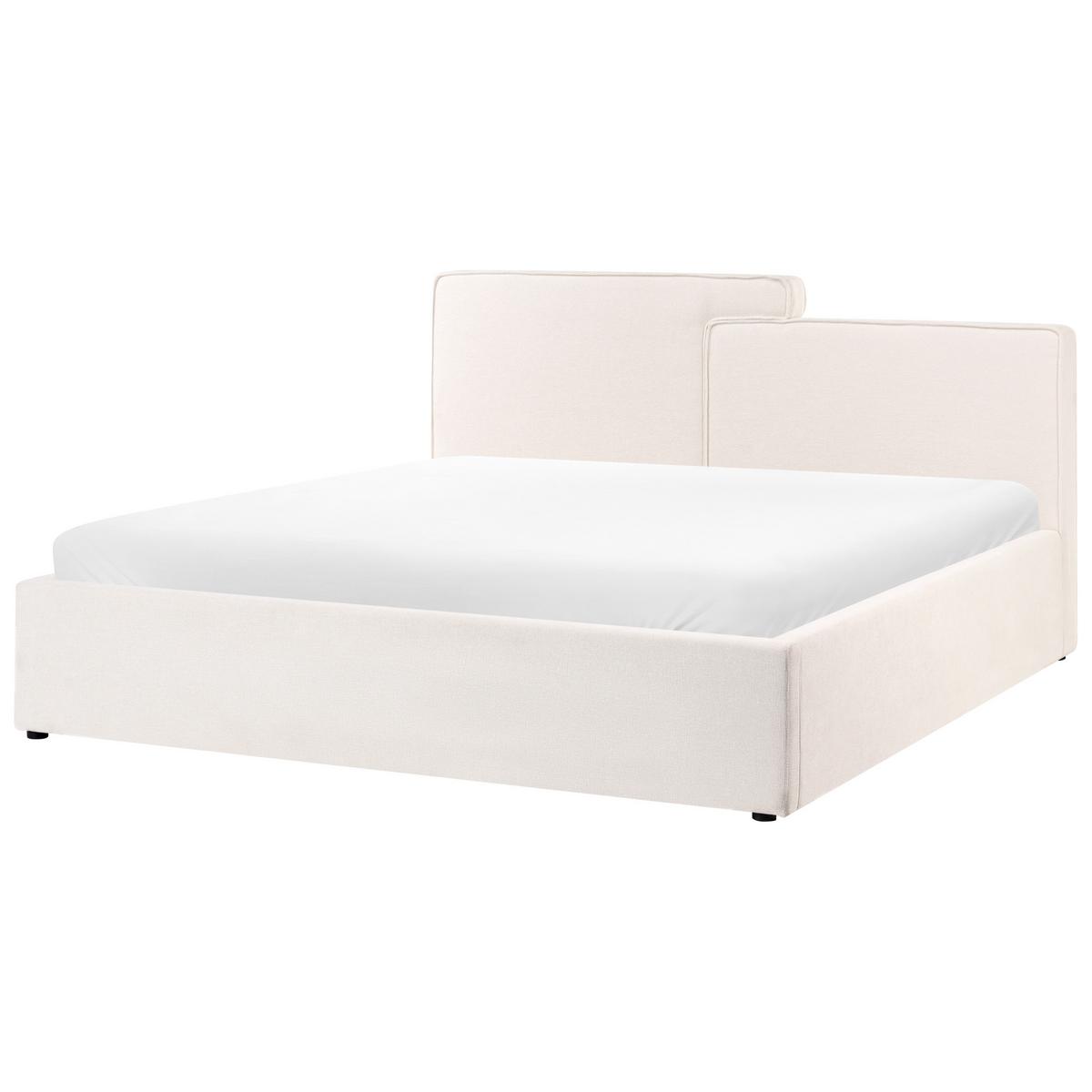 BETT mit Stauraum 180/200 cm Stoff Cremeweiß Lagarde - Creme, Textil (180/200cm) - Beliani