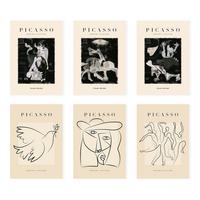 POSTER Set Mit 6 Illustrationen Von Pablo Picasso Schwarz Weiss A3 Rahmenlos - Klar, Papier (29/3cm) - Nacnic