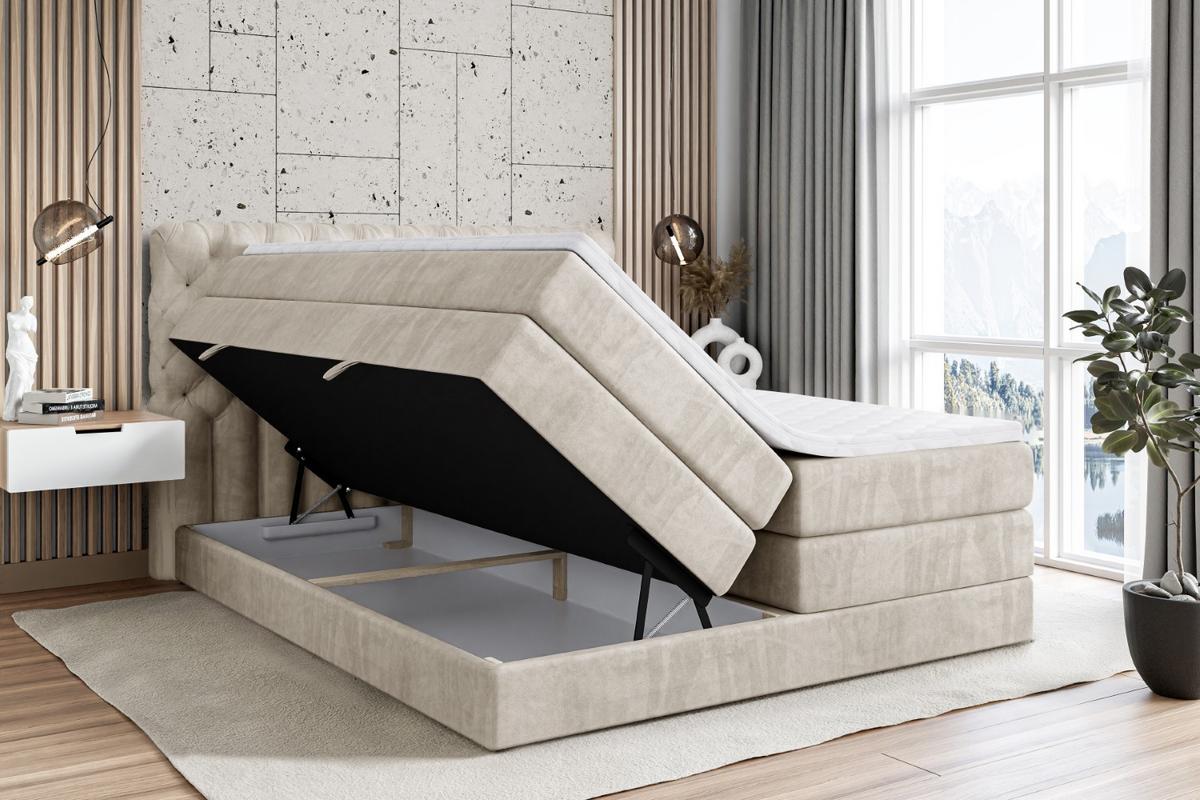 BOXSPRINGBETT BOXI8 KING - 180x200 - H3/H4 - Creme - Creme, Holzwerkstoff (180/200cm) - ALTDECOR