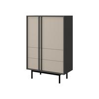 STANDREGAL Alsy 2S2D AL05 - Anthrazit/Beige, Holzwerkstoff/Kunststoff (83/127/43cm) - MIRJAN24