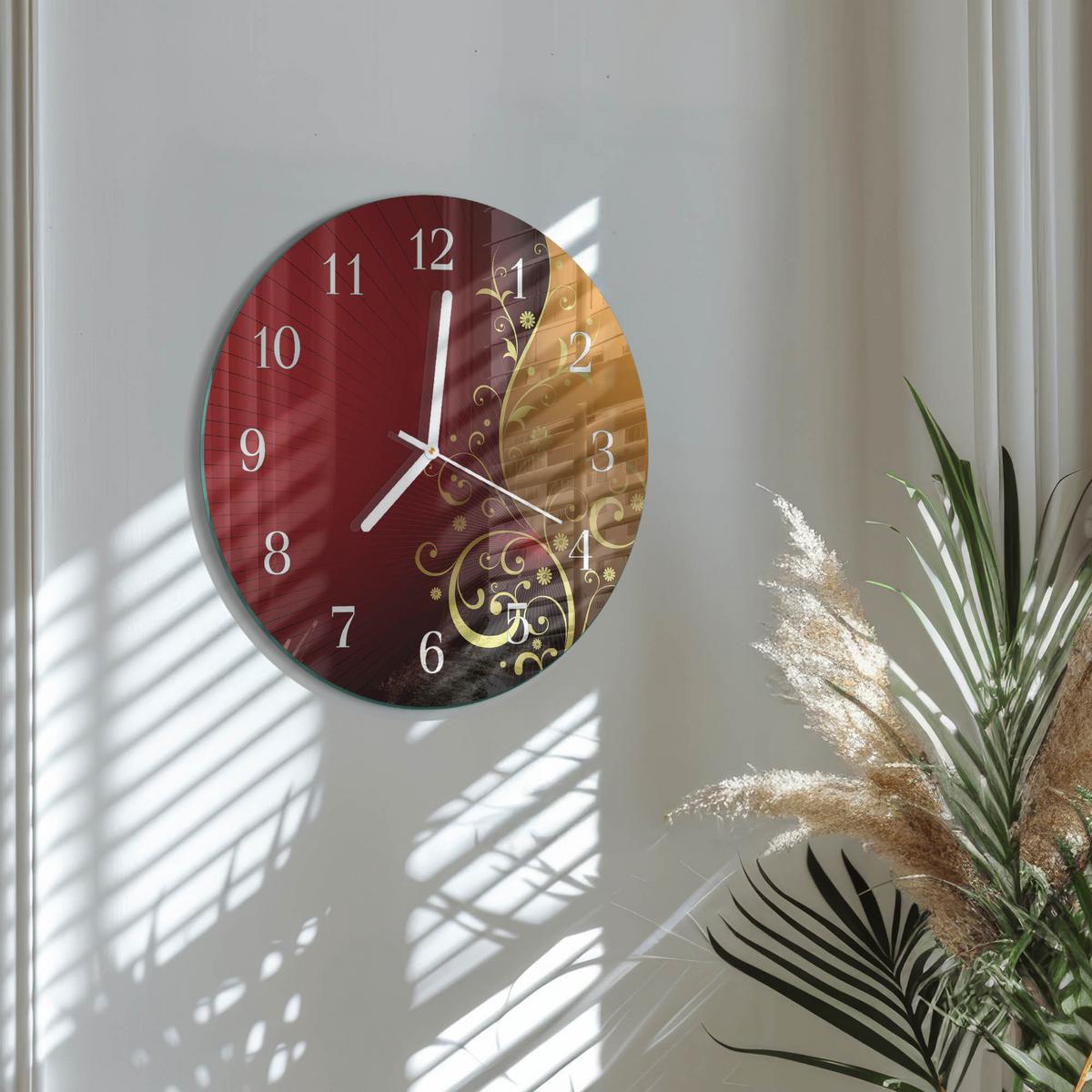 WANDUHR aus Glas Ø30 cm - Abstraktion - Rot, Glas (30/30/0.4cm) - TULUP