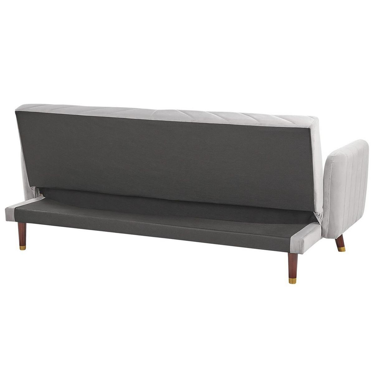 3-SITZER-SCHLAFSOFA Samtstoff Hellgrau Senja - Hellgrau, Textil (200/87/95cm) - Beliani