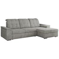 ECKSOFA MADRITO L - Hellgrau Struktur - Rechts - Silberfarben/Hellgrau, Textil/Metall (256/160cm)