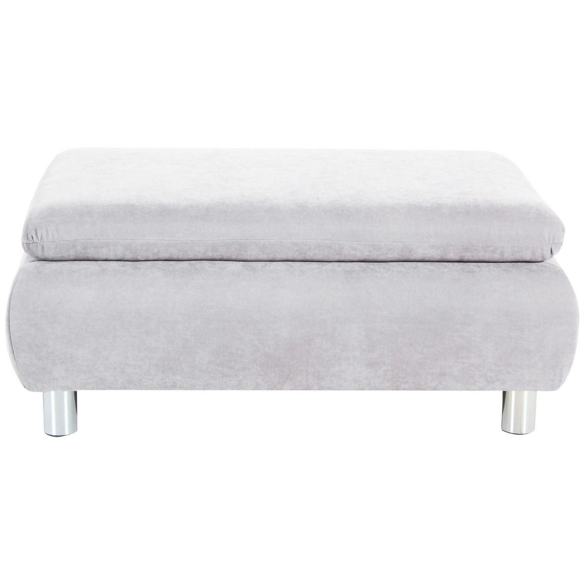 HOCKER Kaye Bezug Veloursstoff Metallfuß verchromt / creme - Weiß, Kunststoff (90/43/60cm) - 58aufmkessel