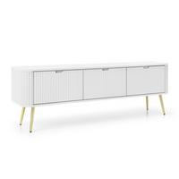 LOWBOARD ZENZERO 168x39x57 cm mit 3 Türen Weiß - Goldfarben/Weiß, Holzwerkstoff (168/57/39cm) - MASSENO