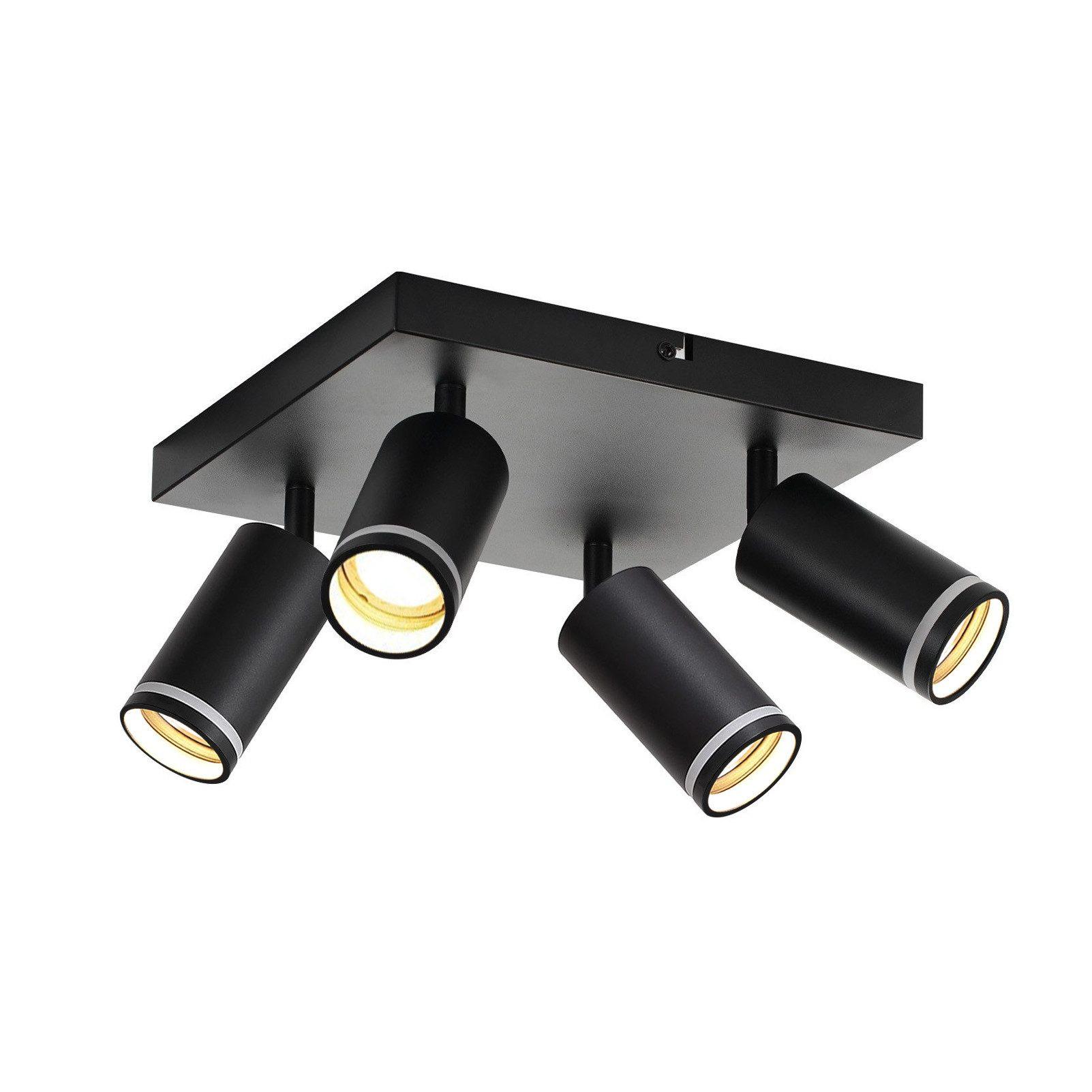 DECKENSTRAHLER Solingen 4-flammig 25/25/17 cm - Schwarz, Metall (25/25/17cm) - Nettlife