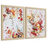 POSTER 2er-Set Wandbilder Wildblumen modern Wohnzimmer Deko, Schlafzimmer, Küche, Badezimmer Leichter Holzrahmen A4 - Beige, Papier (29.7/1/21cm) - Nacnic