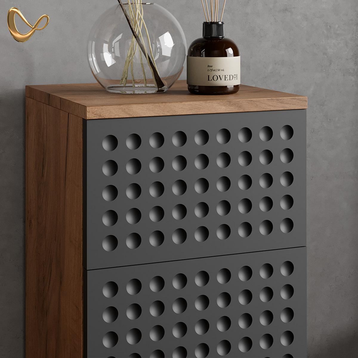 MIDISCHRANK Ronco Anthrazit gepunktet 30 x 81 cm mit 1 Schublade, 2 Fächer, Badezimmer - Anthrazit, Holzwerkstoff (30/81/30cm) - Livinity®