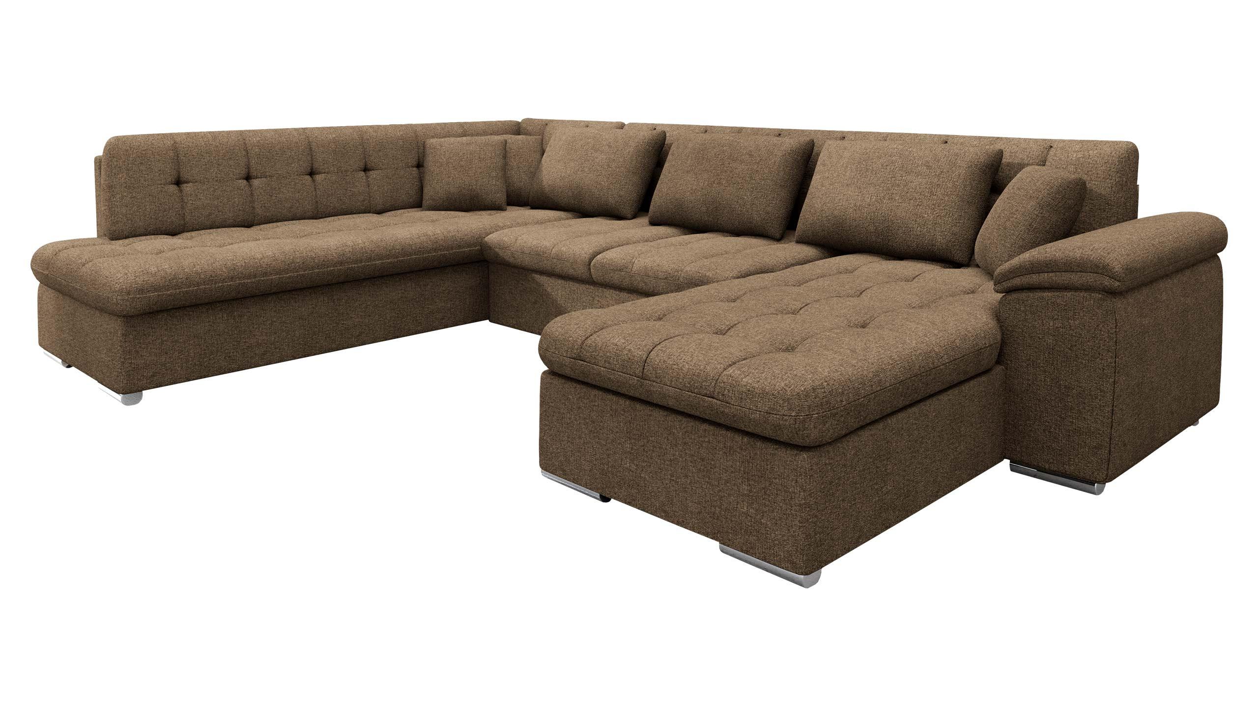 WOHNLANDSCHAFT Niko Bis, Seite: Rechts - Nussbaumfarben, Holz/Textil (348/76/205cm) - MIRJAN24