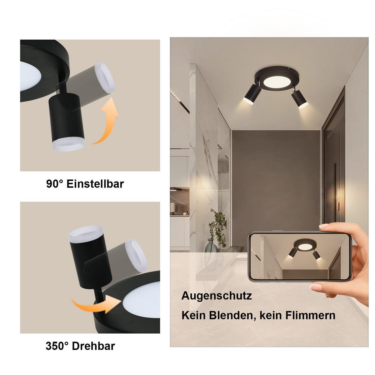 DECKENSTRAHLER Düben 2-flammig 25/25/16.9 cm - Schwarz, Metall (25/25/16.9cm) - Nettlife