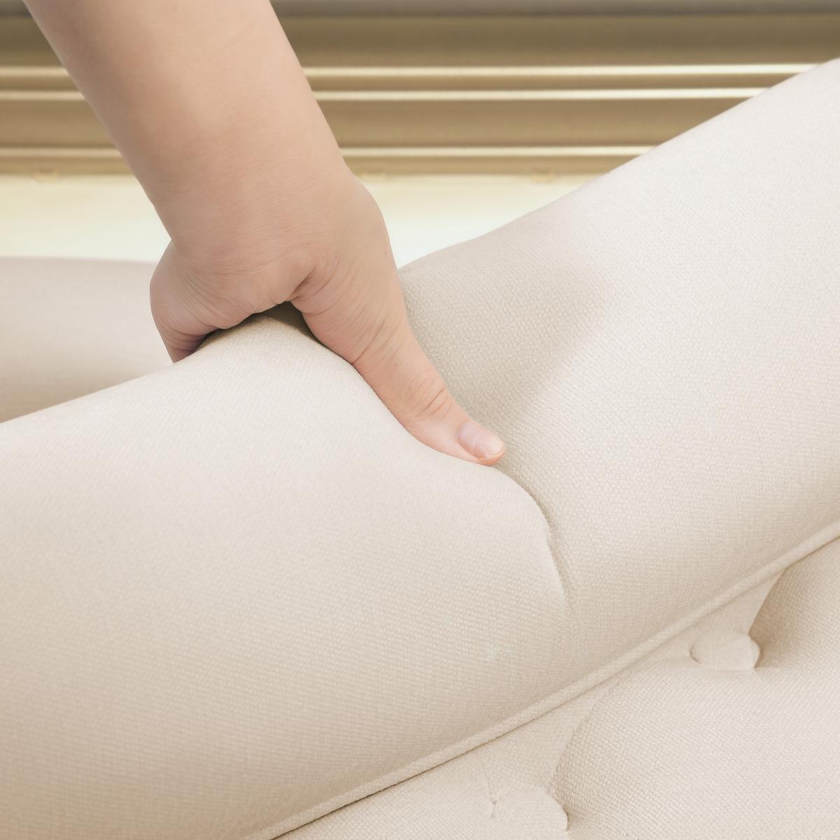 POLSTERBANK mit Chenille-Bezug, Armlehne, 115 x 44 x 58 cm Beige - Beige, Textil (44/58/115cm) - HOMCOM