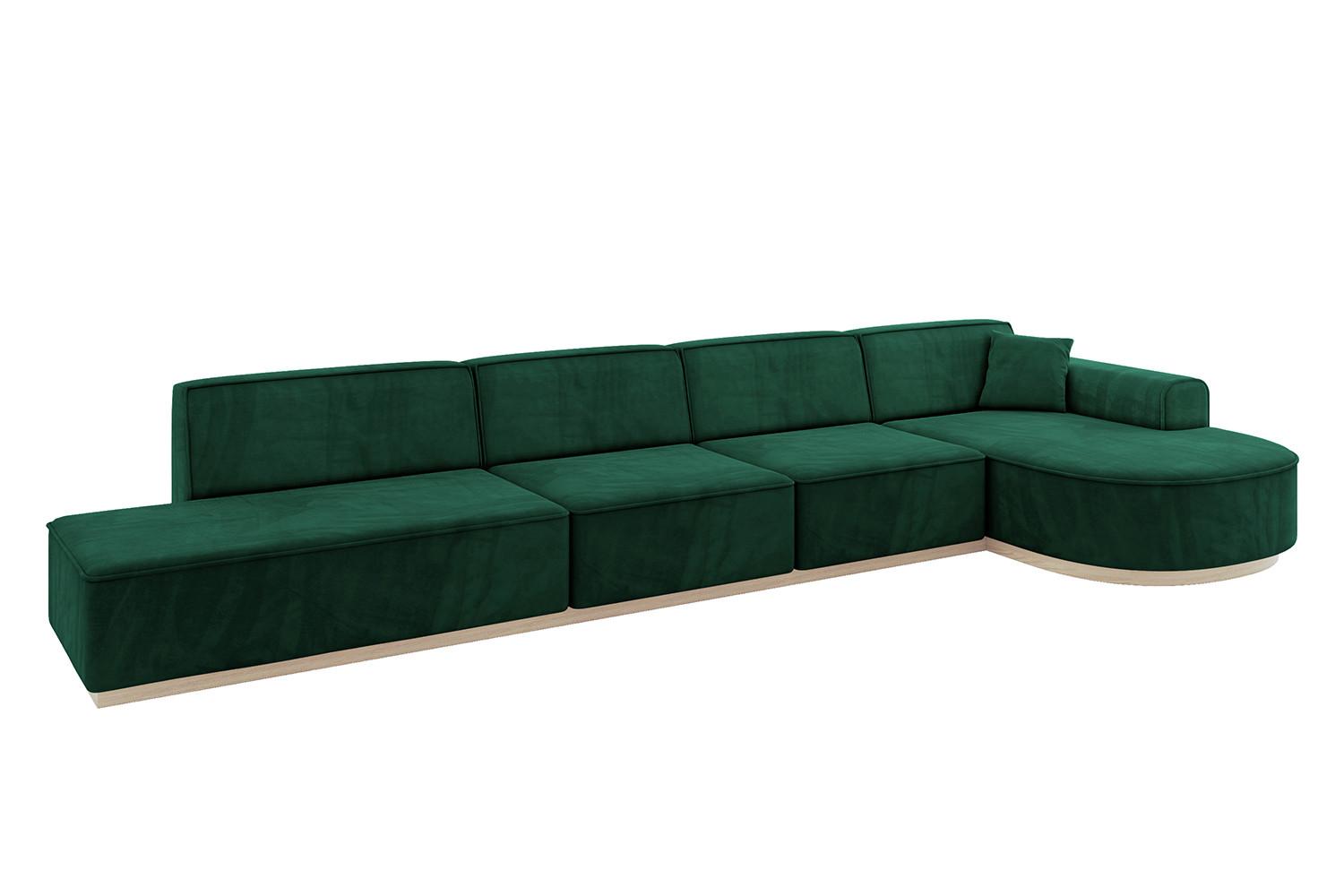 ECKSOFA Ottomane Rechts ARRIO-L3 - 413x171x83 cm Dunkelgrün - Grün, Holzwerkstoff/Textil (413/171cm) - ALTDECOR