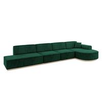 ECKSOFA Ottomane Rechts ARRIO-L3 - 413x171x83 cm Dunkelgrün - Grün, Holzwerkstoff/Textil (413/171cm) - ALTDECOR