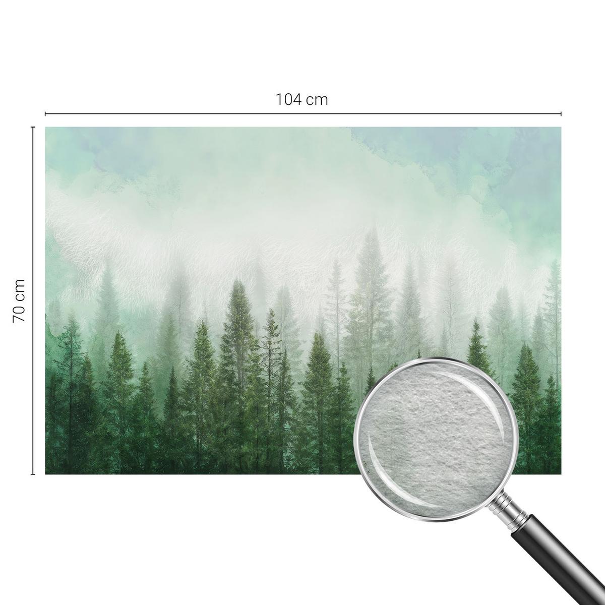 FOTOTAPETE 104x70 cm - Wolf im Wald - Grün, Textil (104/70cm) - Wallfluent