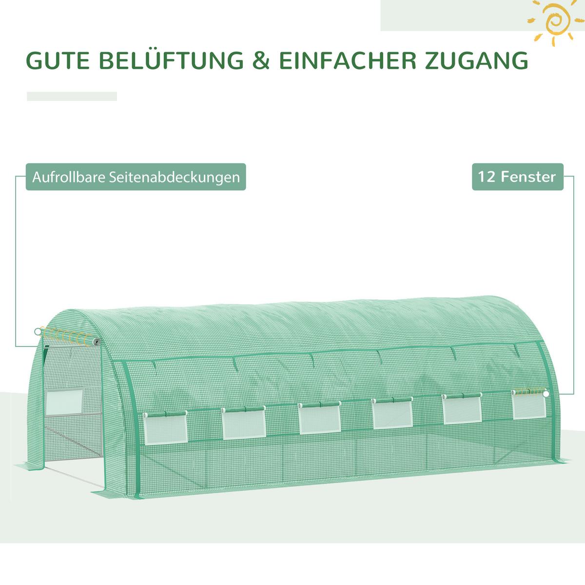 FOLIENGEWÄCHSHAUS, Grün, Verzinkter Stahl, PE-Kunststoff - Grün, Kunststoff (300/200/597cm) - Outsunny