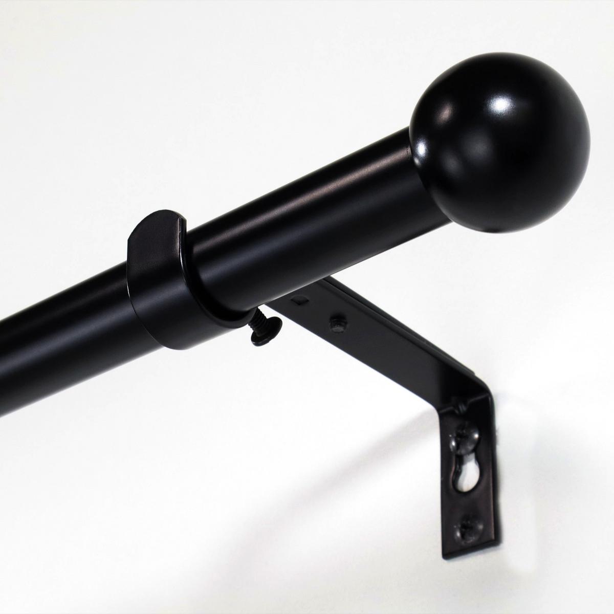 GARDINENSTANGE ausziehbar 120-210cm 1-Lauf Flexa Kugel - Schwarz, Metall (120cm) - Deco-Raum