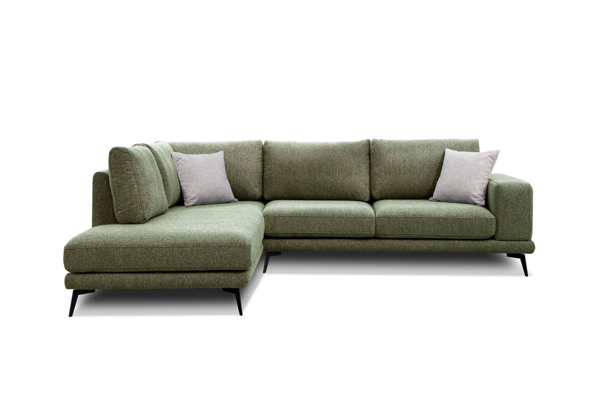 ECKSOFA MEDIOLANE 5-Sitzer, olivgrün - Olivgrün, Holzwerkstoff/Textil (219/282cm) - Wozimo