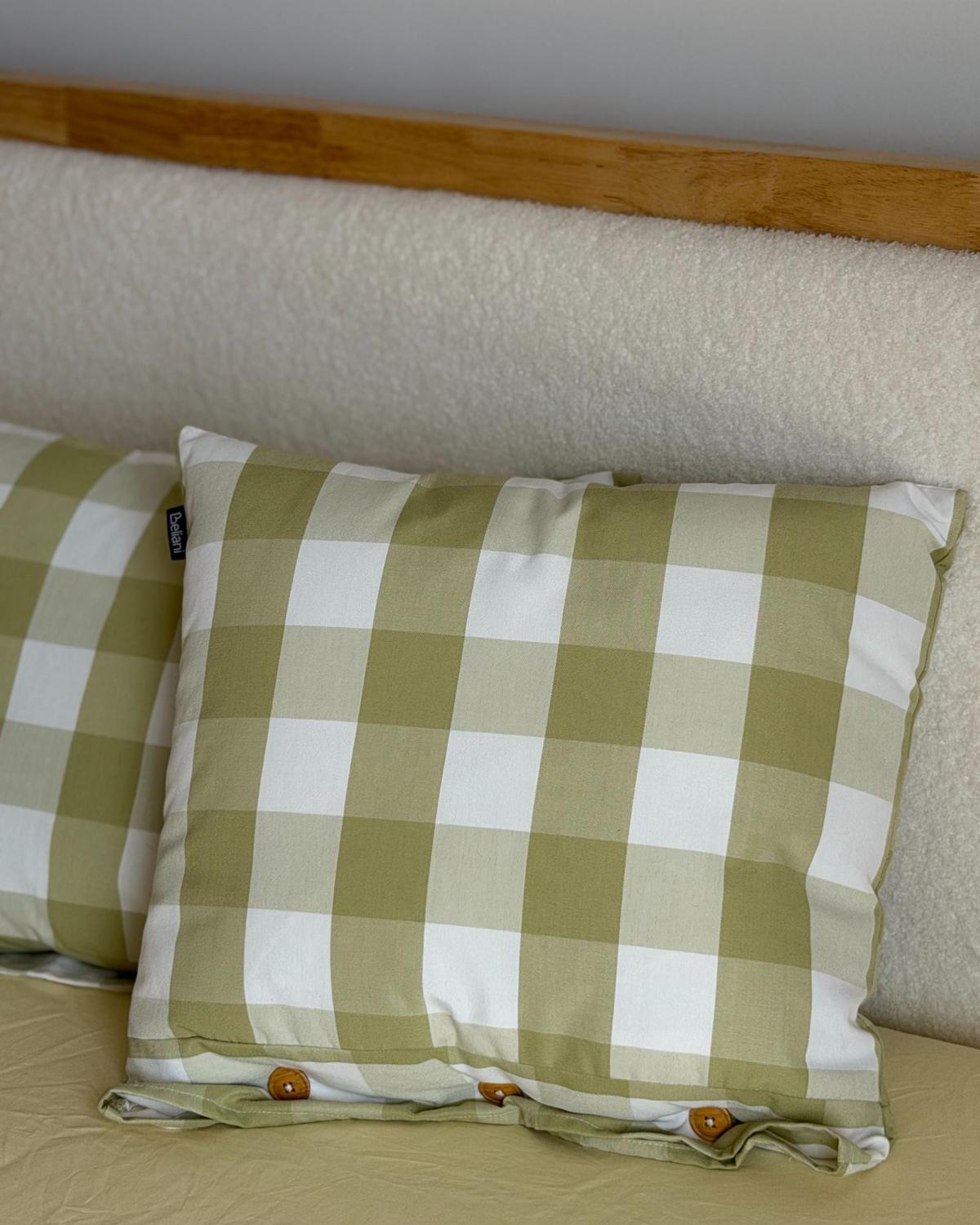 DEKOKISSEN Hellgrün 45/45 cm Tamnine - Hellgrün/Weiß, Textil (45/45cm) - Beliani