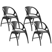GARTENSTUHL 4er-Set Schwarz Nemi - Schwarz, Kunststoff (59/80/53cm) - Beliani