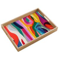 TABLETT Abstrakt - Bunt - Wellen - Linien 50x35 cm - Multicolor, Holz (50/5/5cm) - OnlyWow