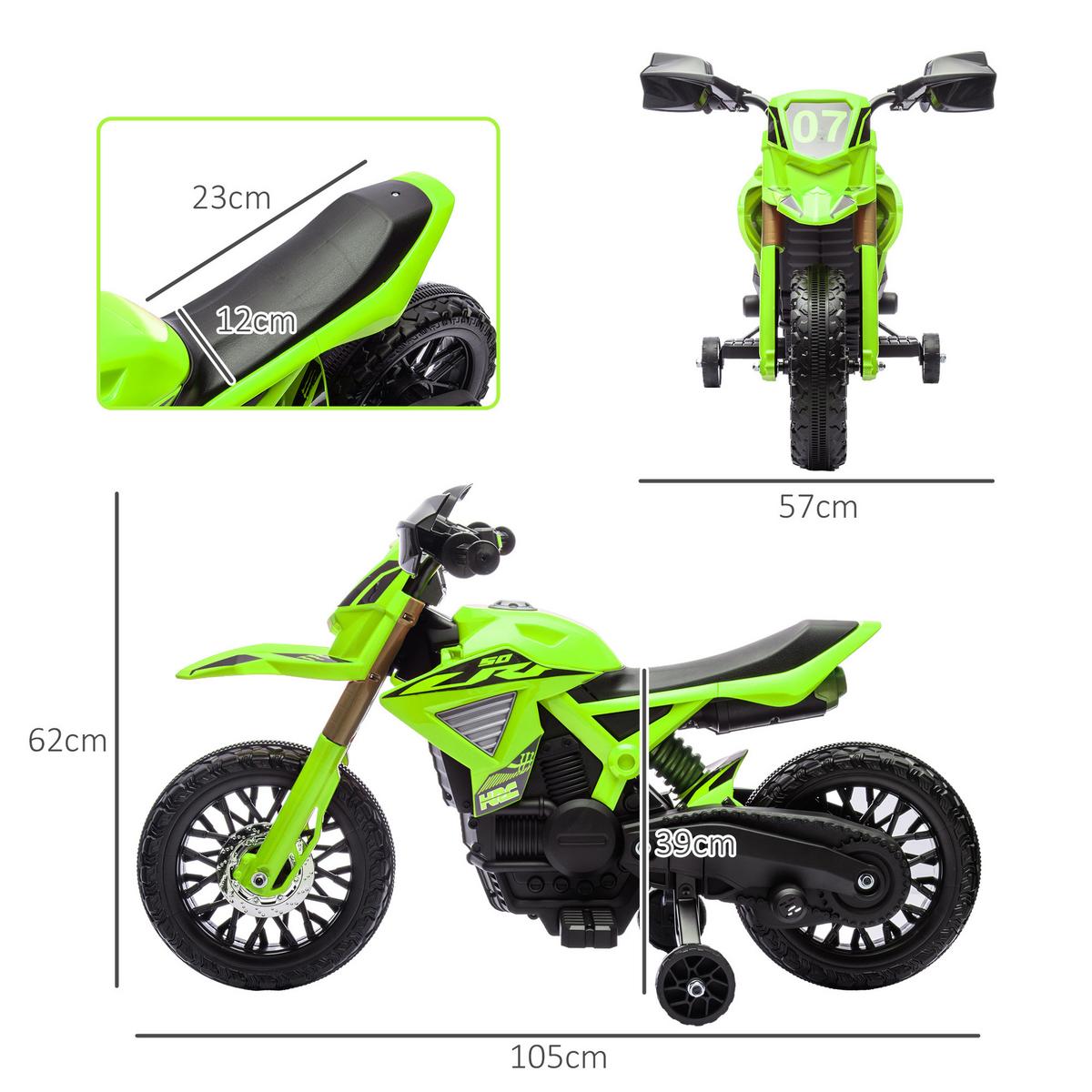KINDER Elektro-Motorrad 12V Kindermotorrad 3 km/h 3-8 Jahre Kinder Grün - Grün, Kunststoff (105/57/62cm) - AIYAPLAY