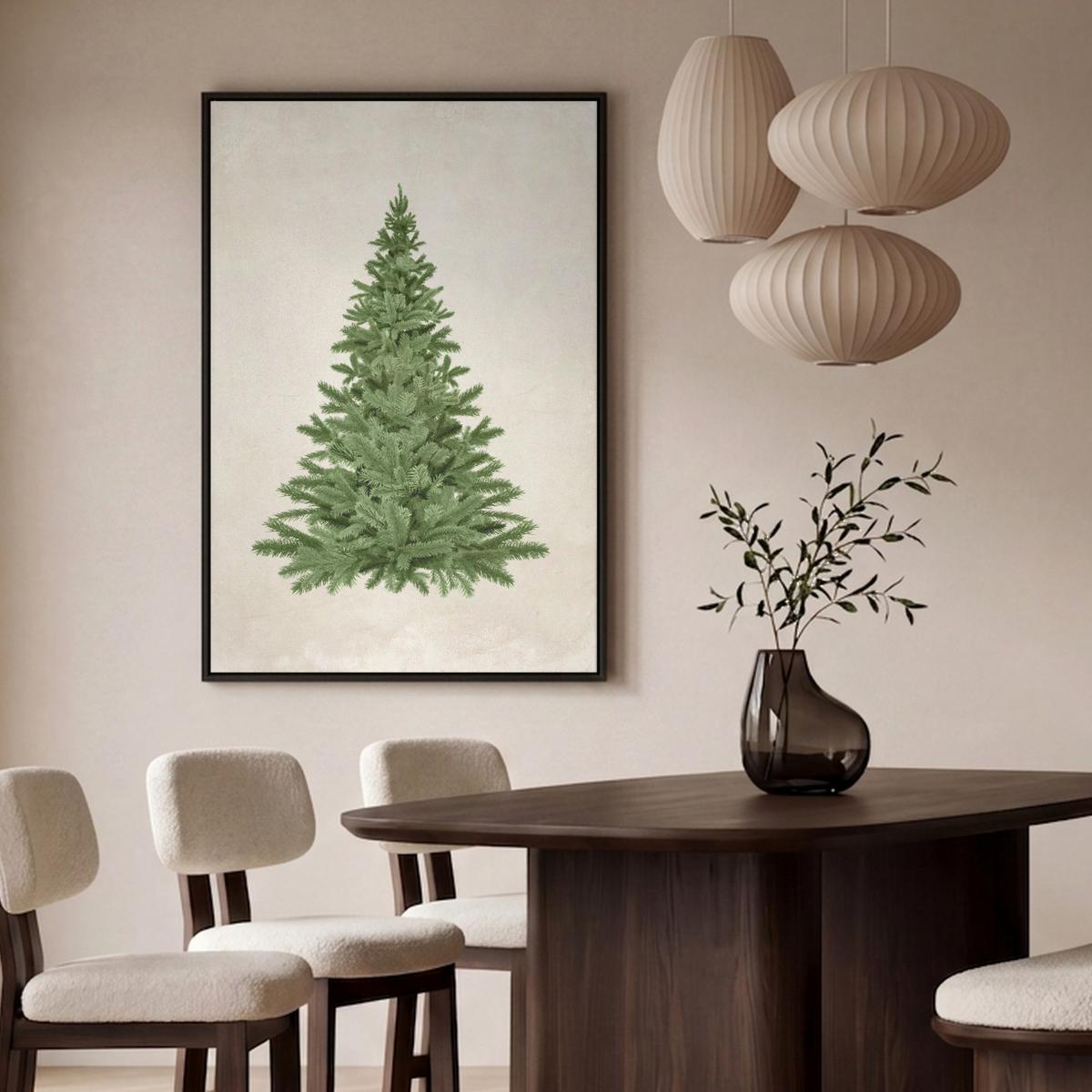 LEINWAND Bilder mit Rahmen - Weihnachtsbaum - Grün - Weihnachten - Feiertage - 100x150 - Olivgrün, Textil (100/150cm) - MuchoWow