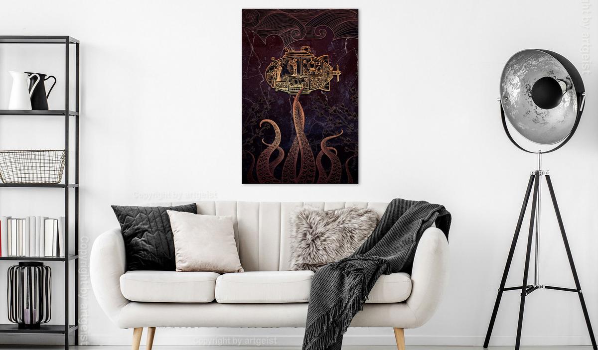KUNSTDRUCK Schwarz 60/90 cm - Goldfarben/Schwarz, Textil (60/90cm) - KUNSTLOFT