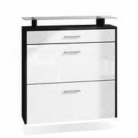 SCHUHSCHRANK Malea Front in Weiß Hochglanz - Weiß Hochglanz, Holzwerkstoff (89/96/23cm) - Vladon