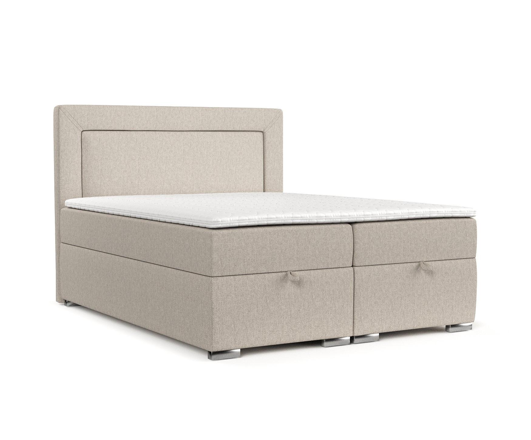 BOXBETT Lontano 140/200 cm Hellbeige im Megan Stoff - Sandfarben/Chromfarben, Holz/Holzwerkstoff (140/200cm) - AltaBeds