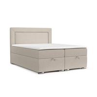 BOXBETT Lontano 140/200 cm Hellbeige im Megan Stoff - Sandfarben/Chromfarben, Holz/Holzwerkstoff (140/200cm) - AltaBeds