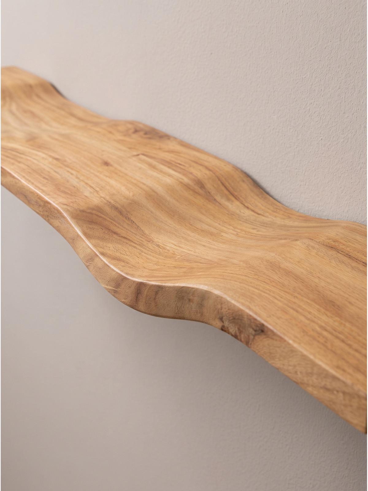 WANDREGAL LEVANTO, Akazie Massivholz, handgefertigt, 100 x 20 x 2,5 cm - Akaziefarben, Holz (100/2.5/20cm) - KADIMA DESIGN