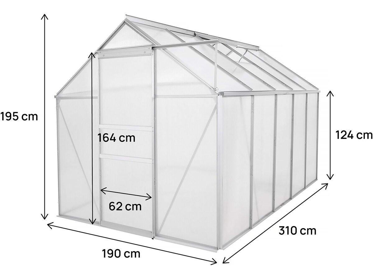 GEWÄCHSHAUS POLYCARBONAT basilic Grau - Grau, Metall (190/195/310cm) - Habitat Garten
