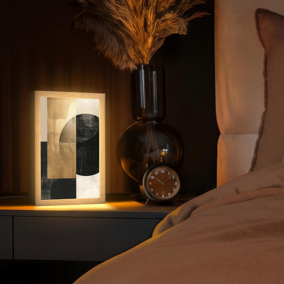 TISCHLEUCHTE Abstrakt - Modern - Schwarz - Gold 20x30 cm - Beige, Holzwerkstoff (8/20/30cm) - OnlyWow