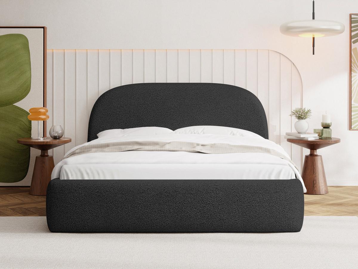 POLSTERBETT Puro mit Bettkasten, Schwarz Boucle 200 x 200 cm – mit Metall-Lattenrost - Birkefarben/Schwarz, Holzwerkstoff/Kunststoff (200/200cm) - WFL GROUP