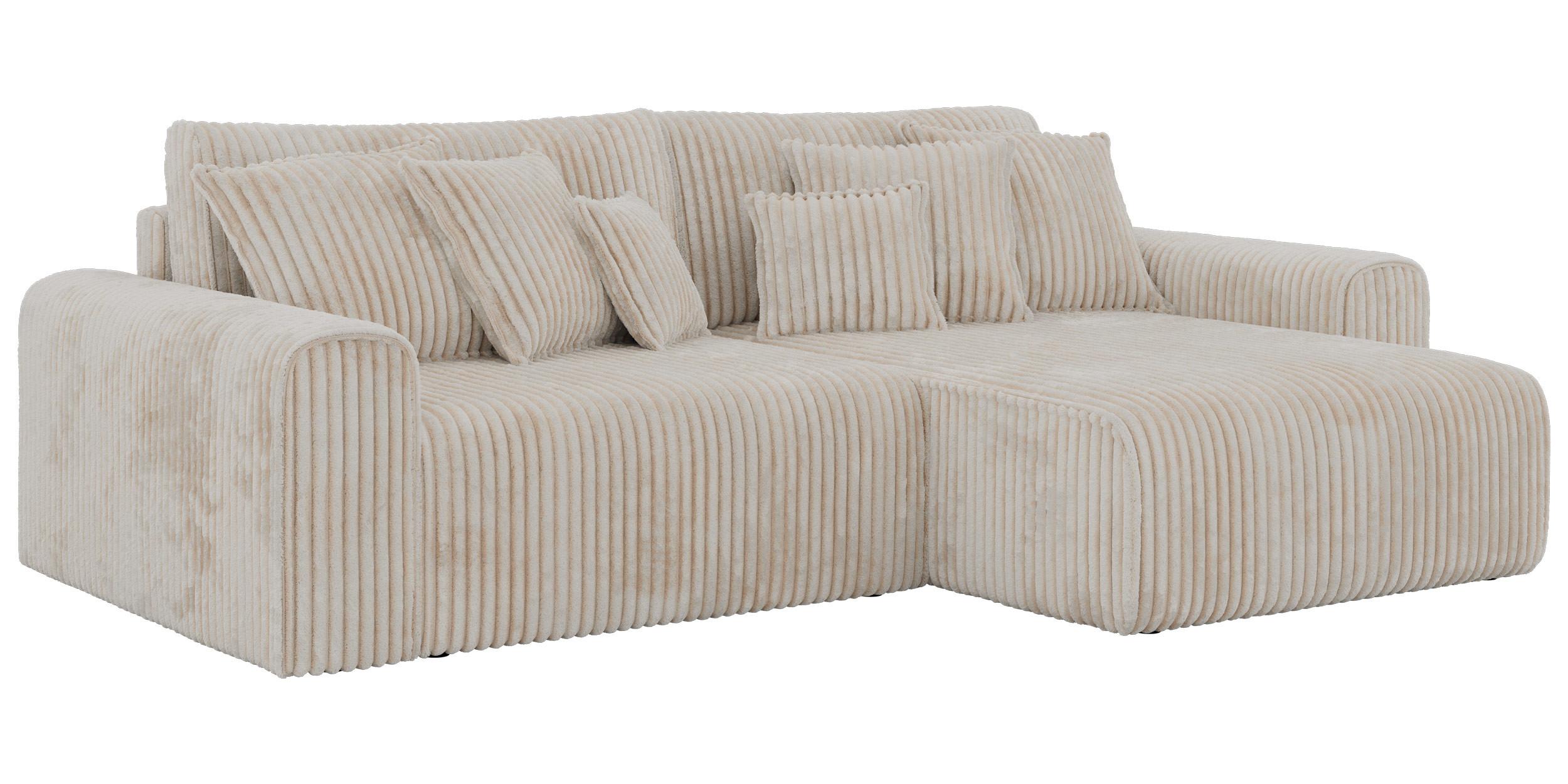 ECKSOFA ELARA L Beige Cord - Beige/Schwarz, Kunststoff/Textil (278/192cm) - MKS
