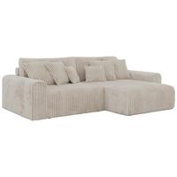ECKSOFA ELARA L Beige Cord - Beige/Schwarz, Kunststoff/Textil (278/192cm) - MKS