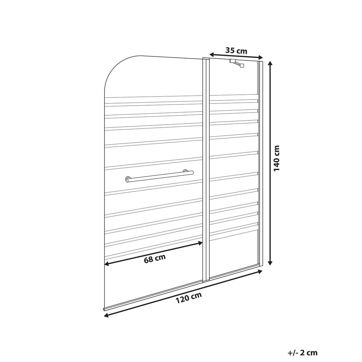 BADEWANNENAUFSATZ 140/120 cm Schwarz Tuapi - Transparent/Schwarz, Glas (120/140cm) - Beliani