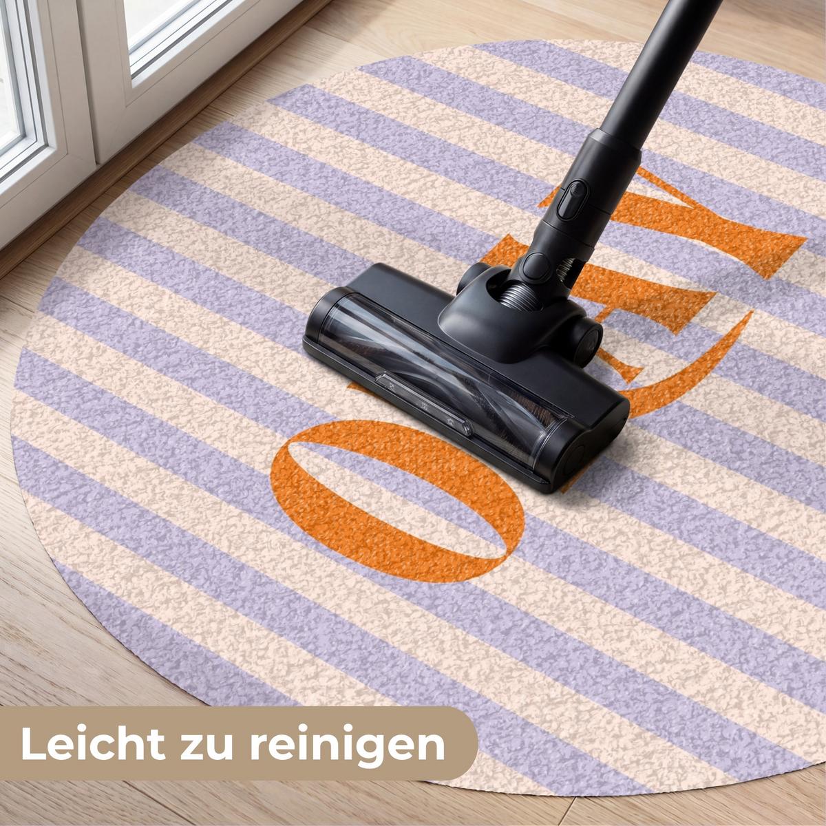 FUSSMATTE Lila – Orange – Streifen – Okay 90x90 cm - Flieder, Kunststoff (90/0.4cm) - MuchoWow