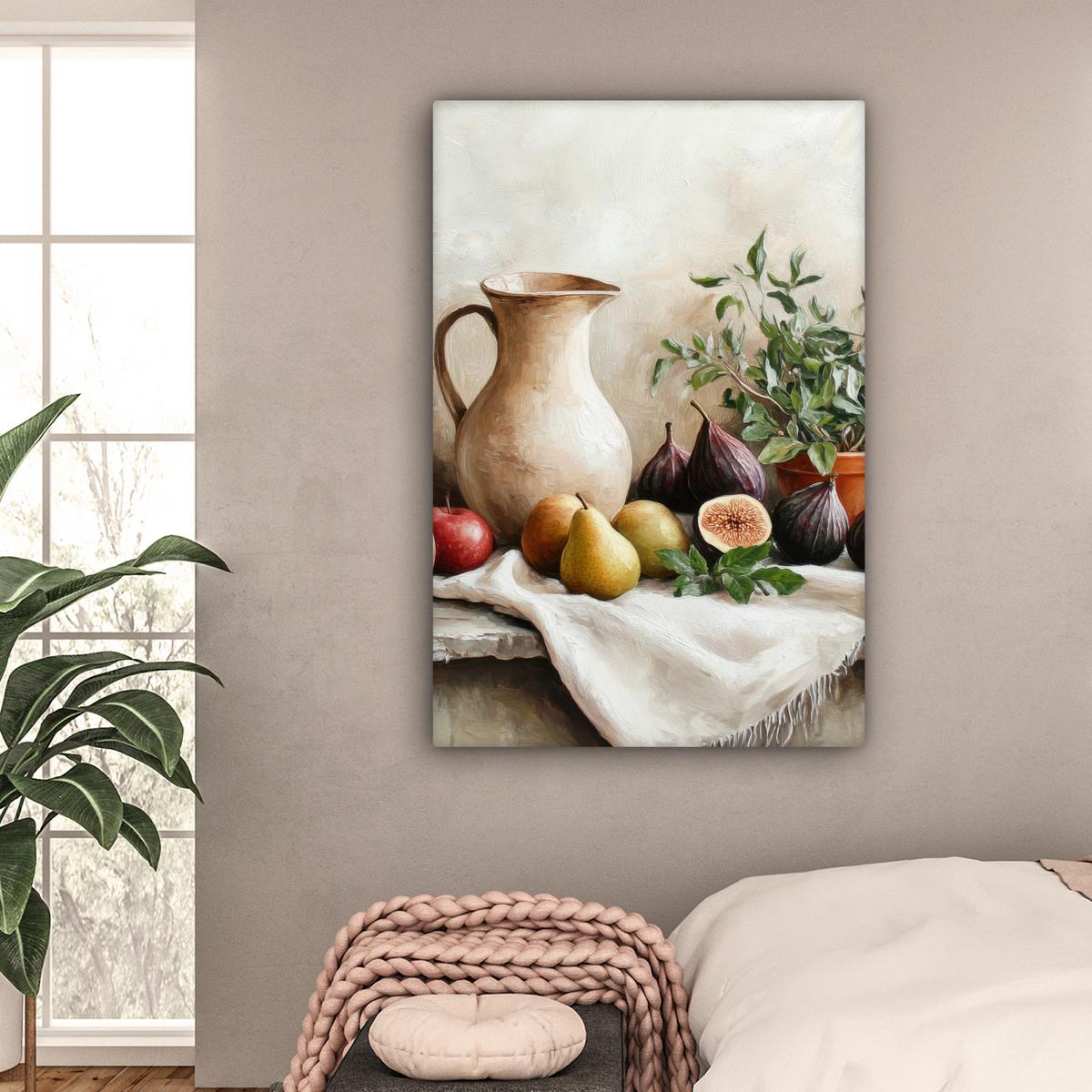LEINWANDBILD Obst - Kräuter - Ländlich Deko XXL 80x120 cm - Naturfarben, Textil (80/120cm) - MuchoWow