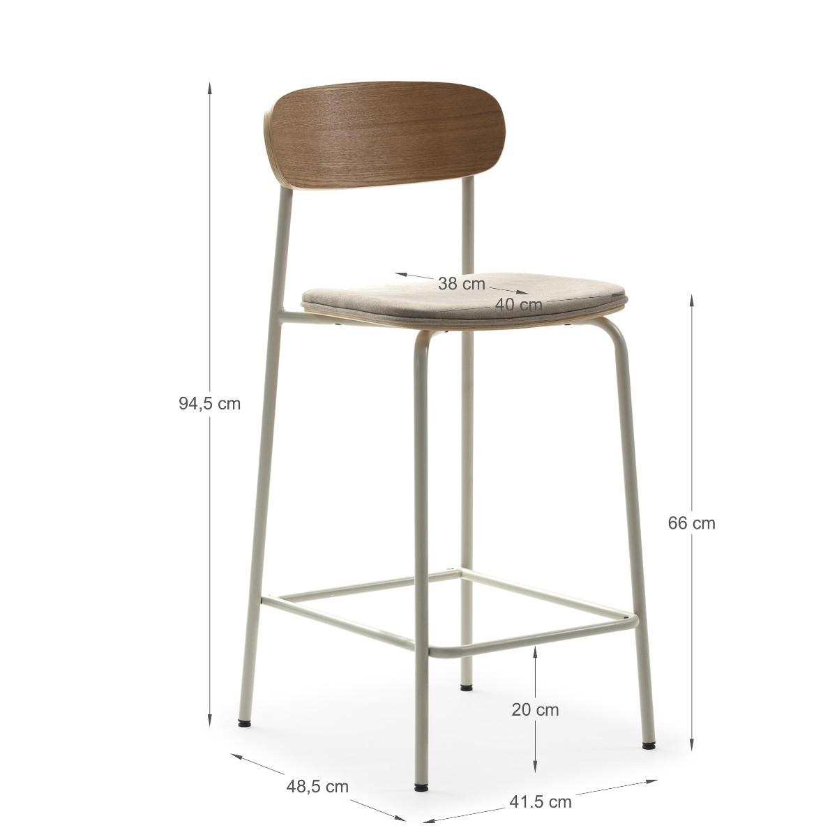 BARHOCKER (Set aus 2) aus Stoff mit schwarzen Metallbeinen - adriana 42/48/66 cm - Beige, Textil (48/66/42cm) - Drawer