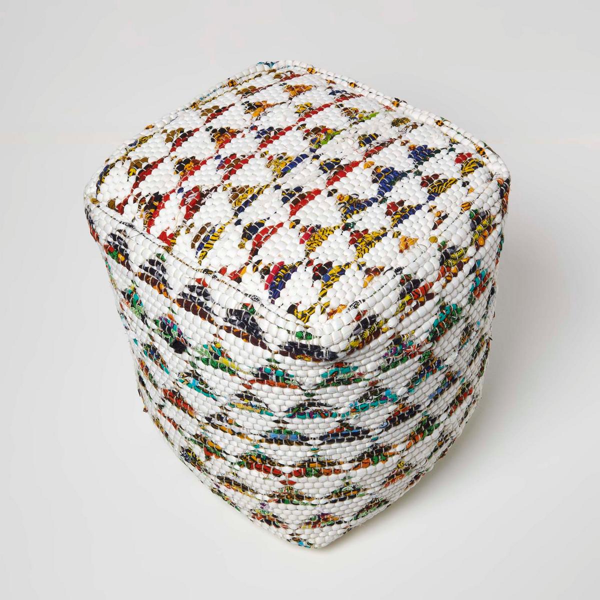 SITZWÜRFEL creme-bunt gemustert, 40/40/40 cm - Multicolor, Textil (40/40/40cm) - Homescapes