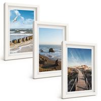 BILDER SET 3er Set - 20x30 cm Weißer Rahmen - Strandwellen, Himmelsbrücke, Spaziergang - Weiß, Kunststoff (20/30cm) - TULUP