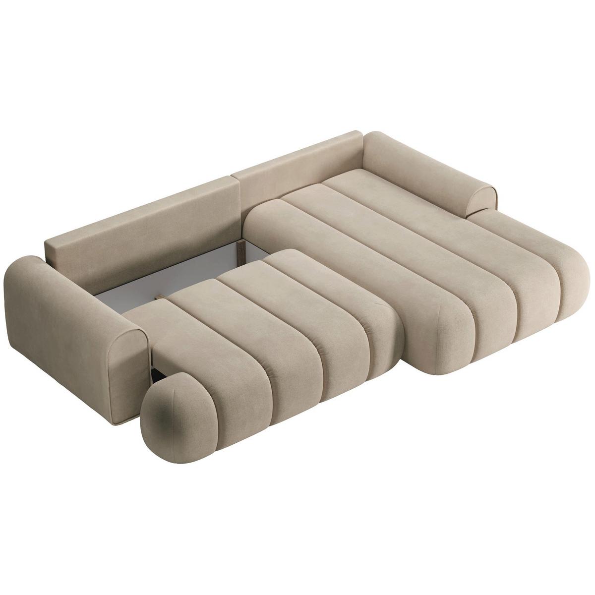 ECKSOFA Dandelino Beige mit Velours-Bezug, rechts - Beige/Schwarz, Kunststoff/Textil (172/271cm) - Selsey