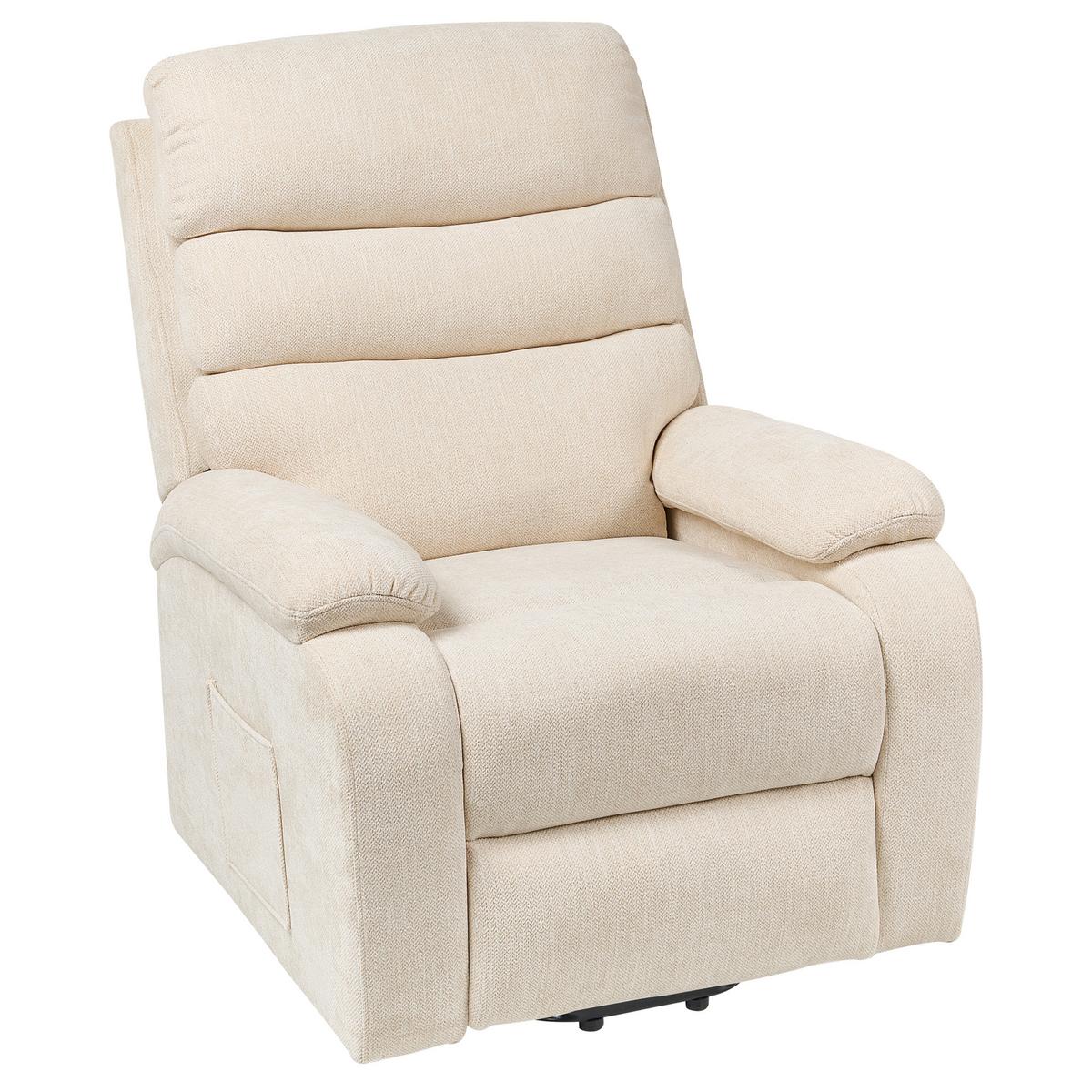 ELEKTRISCHER-FERNSEHSESSEL mit Fußstütze Stoff Hellbeige Rise - Beige, Textil (80/105/91cm) - Beliani