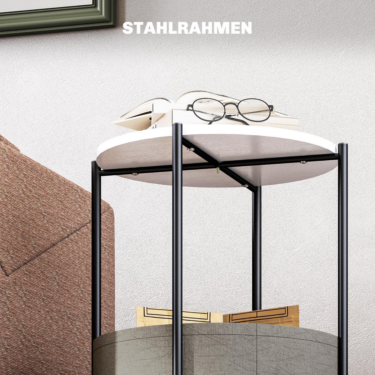 BEISTELLTISCH, für Wohnzimmer, Schlafzimmer, 44 x 44 x 56 cm, Grau+Weiß - Weiß, Metall (44/44/56cm) - HOMCOM