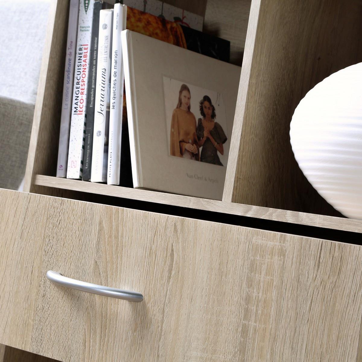 AUFBEWAHRUNGSREGAL 4 Fächer mit einer Schublade - Eschefarben, Holzwerkstoff (29.5/80/62cm) - Calicosy
