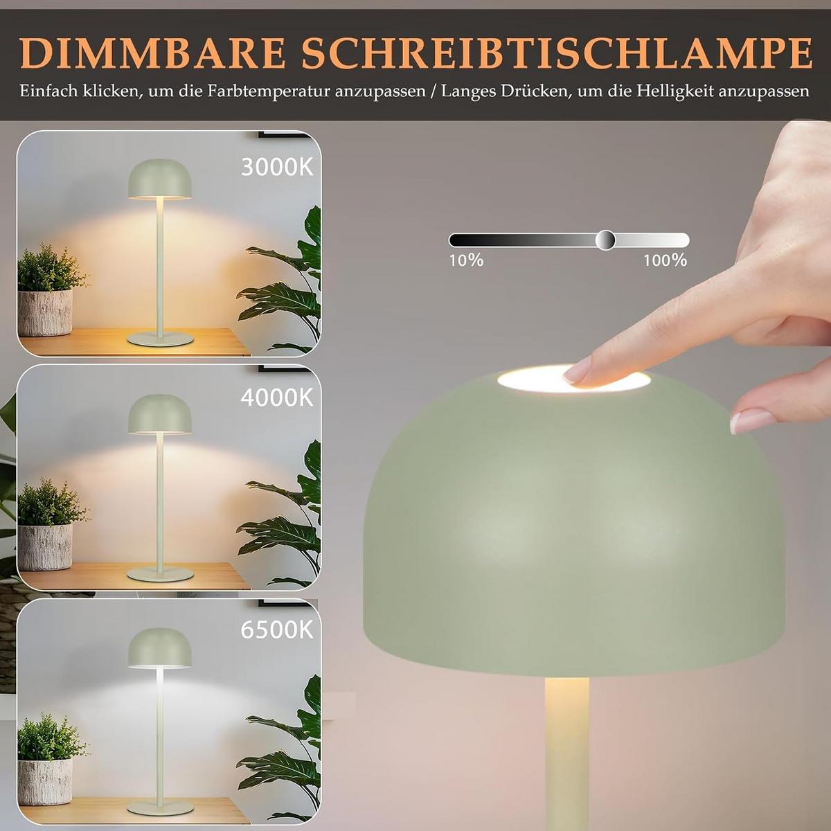 TISCHLAMPE Finns 9/9/25 cm （2er-set） - Grün, Kunststoff/Metall (9/9/25cm) - ZMH