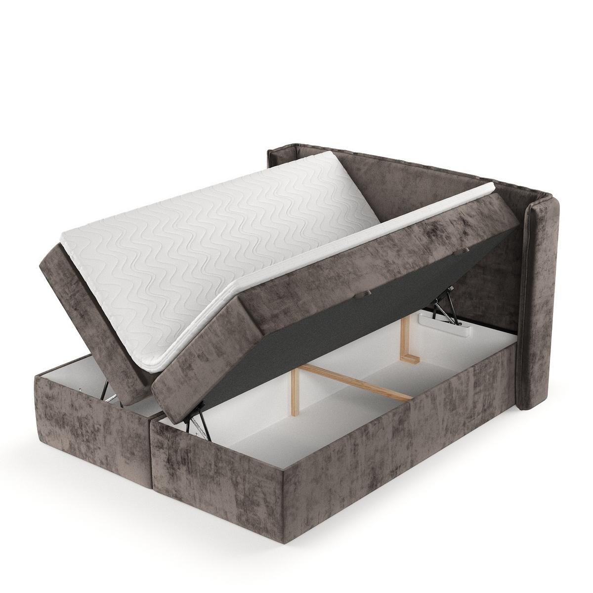 BOXBETT Viva 160/200 cm Braun im Lotta Stoff - Schwarz/Braun, Holz/Holzwerkstoff (160/200cm) - AltaBeds